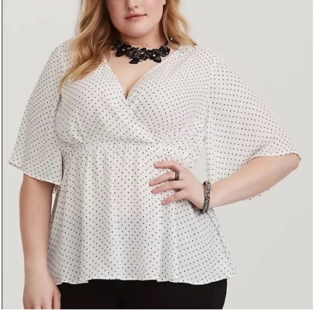 Torrid Lily White Polka Dot Georgette Blouse